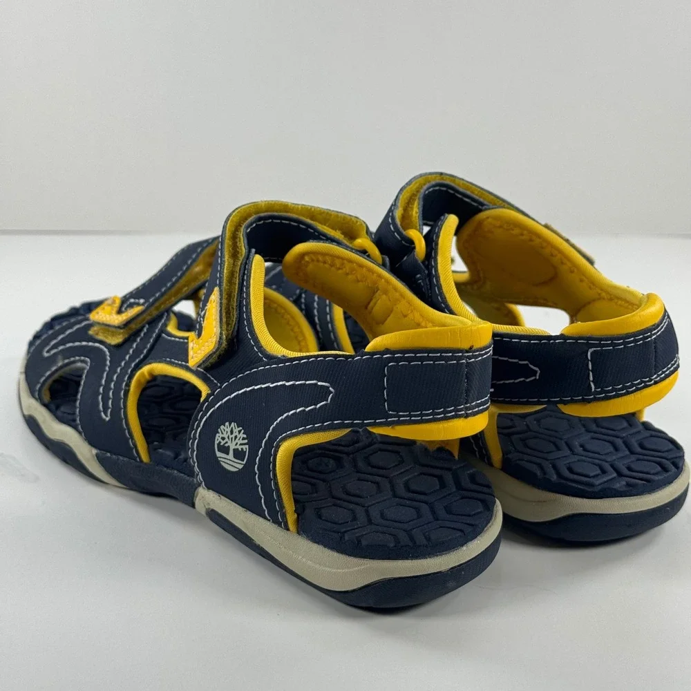 Timberland Adventure Seeker Boys‎ Navy Yellow Sandals A5798 Size 2 US